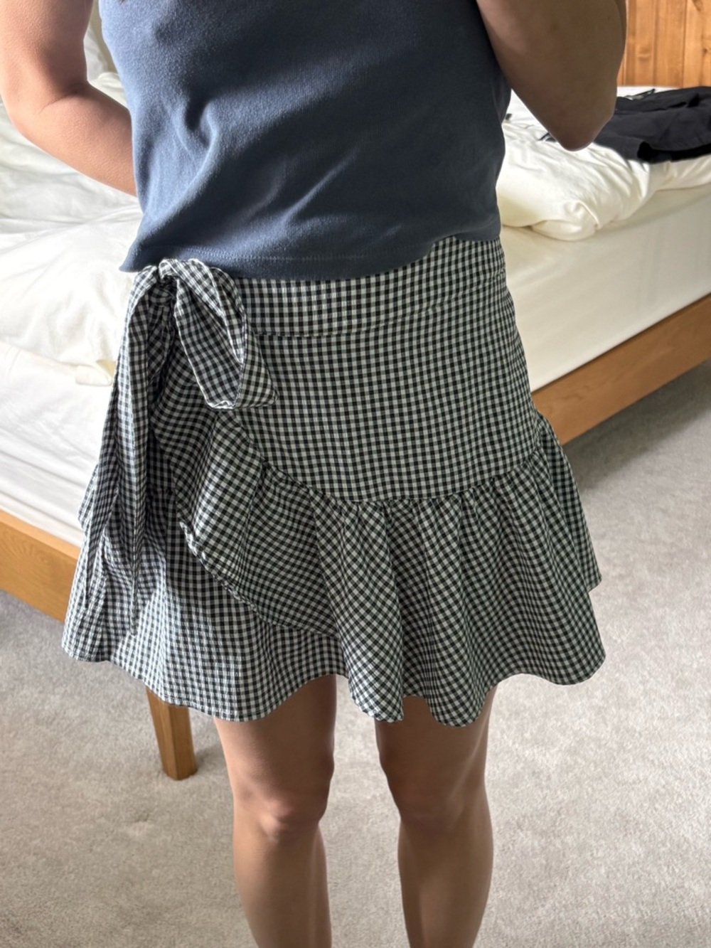 Blue Rain Black and White Gingham Skort